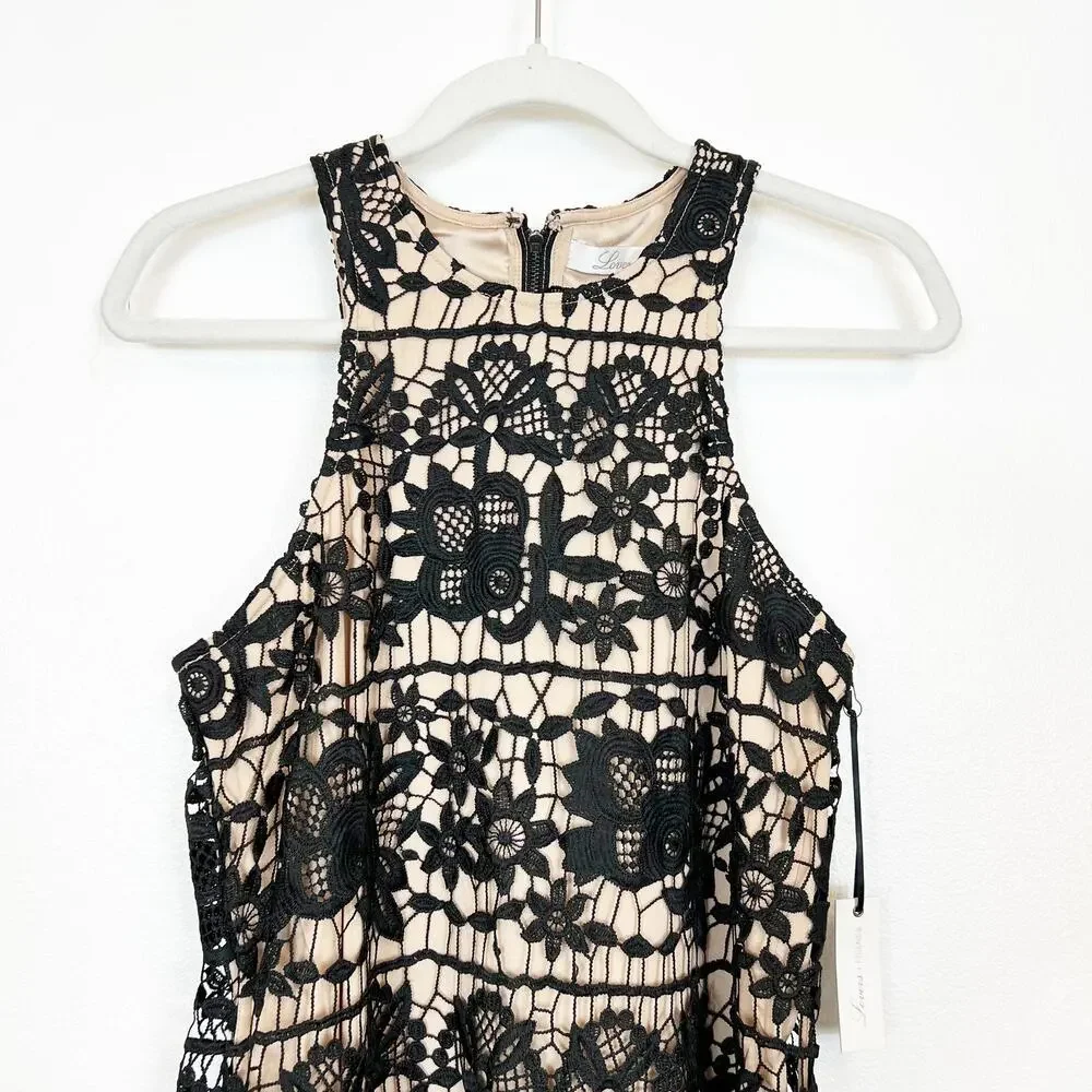 Lover's + Friends Caspian Shift Dress Black Crochet Lace Sleeveless Small NWT - Picture 3 of 14